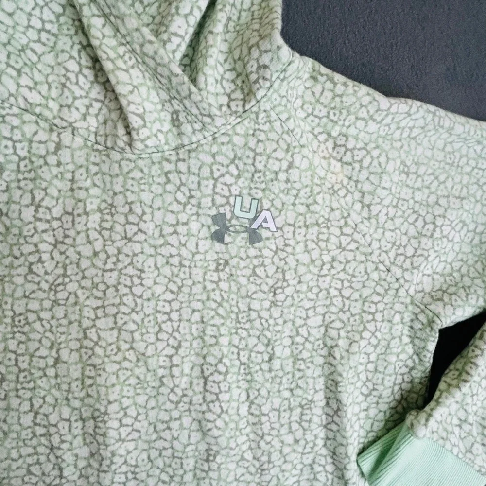 Under Armour Hoodie Youth XL Green Pebble Print Loose Fit Fleece Pullover Sporty